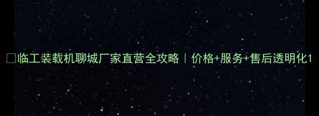 临工装载机聊城厂家直营全攻略价格服务售后透明化