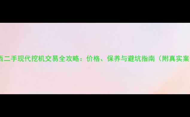 广西二手现代挖机交易全攻略价格保养与避坑指南附真实案例