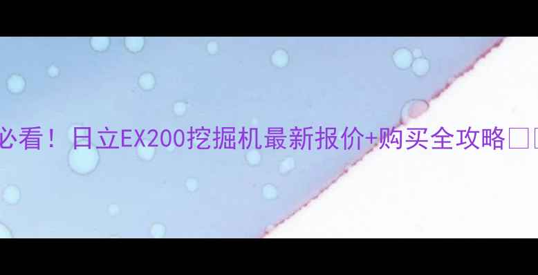 必看日立EX200挖掘机最新报价购买全攻略