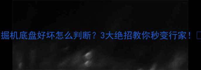 图片 📌挖掘机底盘好坏怎么判断？3大绝招教你秒变行家！💪📊2