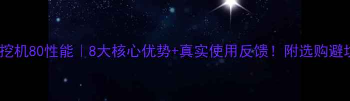 长野挖机80性能8大核心优势真实使用反馈附选购避坑指南