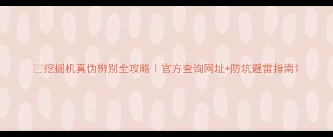 图片 🔍挖掘机真伪辨别全攻略｜官方查询网址+防坑避雷指南1