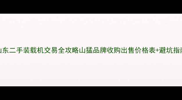 图片 🔥山东二手装载机交易全攻略山猛品牌收购出售价格表+避坑指南💰
