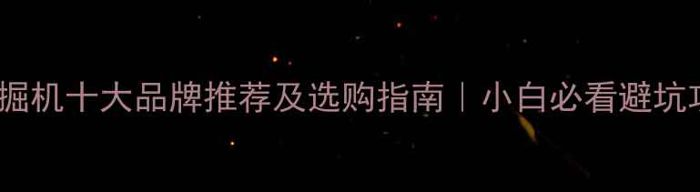 挖掘机十大品牌推荐及选购指南小白必看避坑攻略