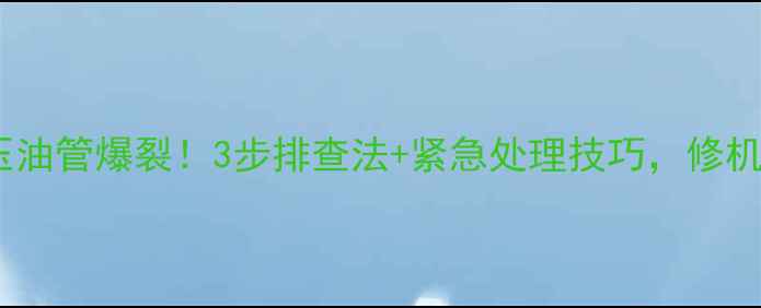 图片 🔥挖机大臂高压油管爆裂！3步排查法+紧急处理技巧，修机师傅必看！🔥2