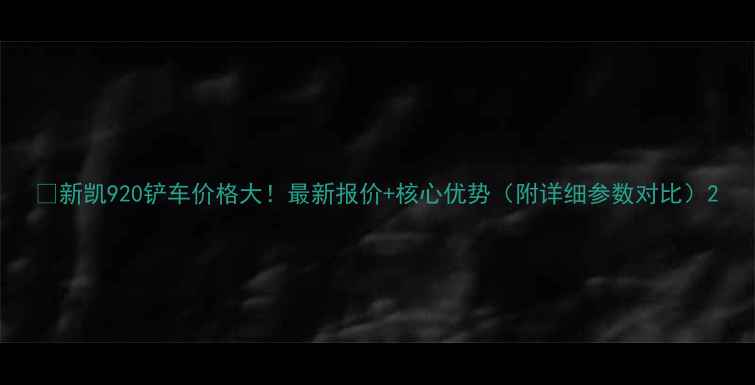 新凯920铲车价格大最新报价核心优势附详细参数对比