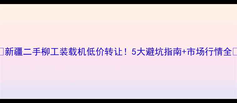 新疆二手柳工装载机低价转让5大避坑指南市场行情全