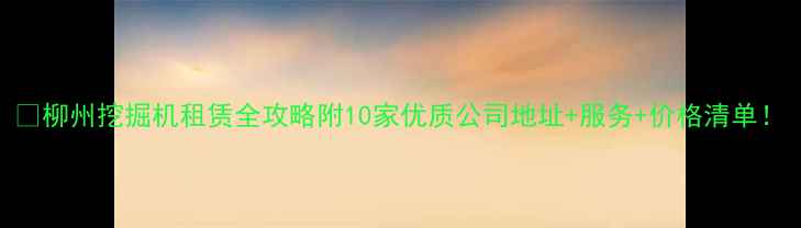 图片 🔥柳州挖掘机租赁全攻略附10家优质公司地址+服务+价格清单！