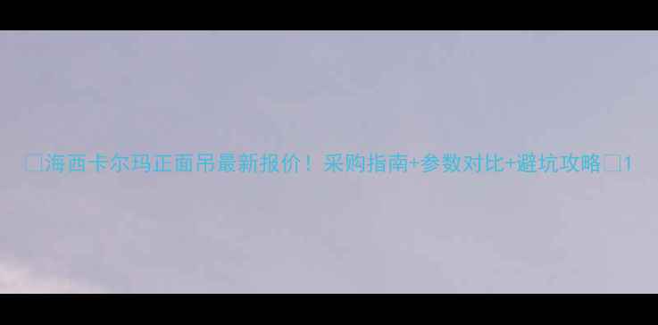 海西卡尔玛正面吊最新报价采购指南参数对比避坑攻略