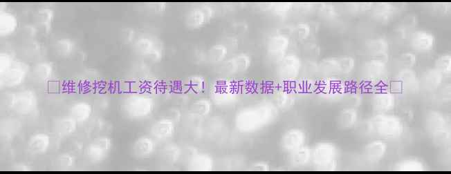 图片 🔥维修挖机工资待遇大！最新数据+职业发展路径全🚜