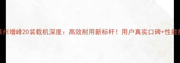 图片 🔥莱州增峰20装载机深度：高效耐用新标杆！用户真实口碑+性能拆解