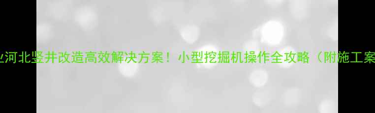 行业河北竖井改造高效解决方案小型挖掘机操作全攻略附施工案例