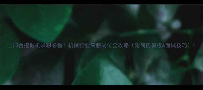 邢台挖掘机求职必看机械行业高薪岗位全攻略附简历模板面试技巧