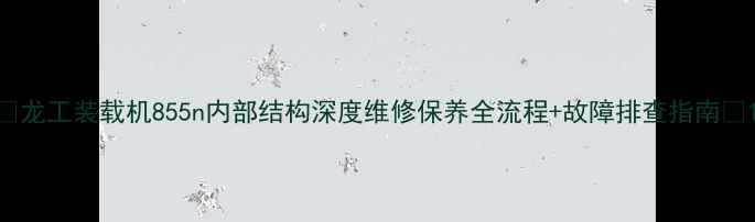 龙工装载机855n内部结构深度维修保养全流程故障排查指南