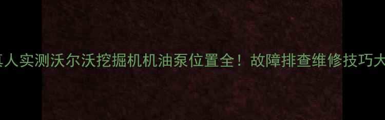 图片 🔧图解+真人实测沃尔沃挖掘机机油泵位置全！故障排查维修技巧大公开🚜💡