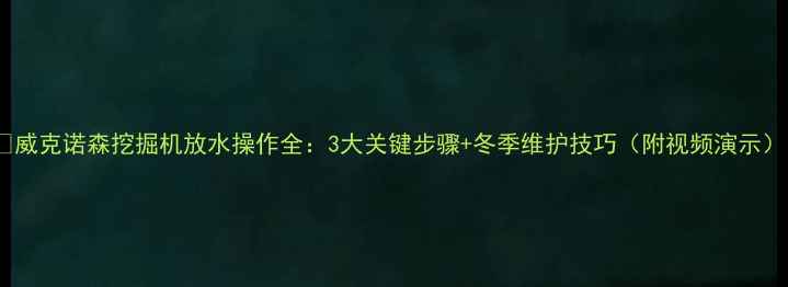 图片 🔧威克诺森挖掘机放水操作全：3大关键步骤+冬季维护技巧（附视频演示）1