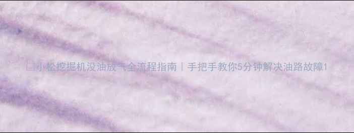 图片 🔧小松挖掘机没油放气全流程指南｜手把手教你5分钟解决油路故障1