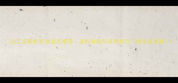 山工装载机机油滤芯推荐选购指南与保养技巧附安装视频