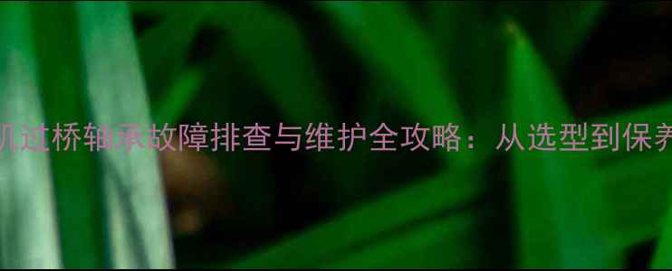 徐工装载机过桥轴承故障排查与维护全攻略从选型到保养的完整指南