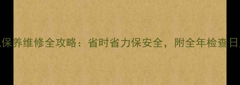 挖掘机保养维修全攻略省时省力保安全附全年检查日历表