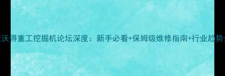 图片 🔧最新版沃得重工挖掘机论坛深度：新手必看+保姆级维修指南+行业趋势全攻略💥