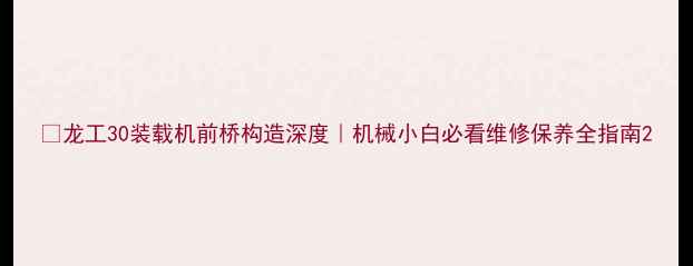 龙工30装载机前桥构造深度机械小白必看维修保养全指南