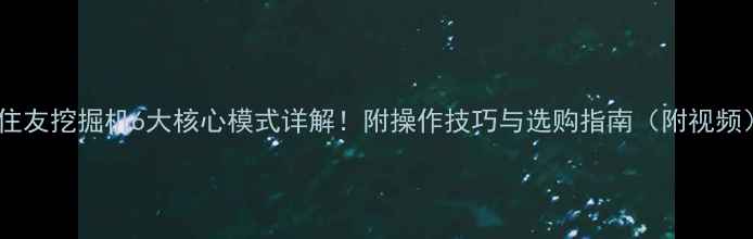 图片 🚜住友挖掘机6大核心模式详解！附操作技巧与选购指南（附视频）1