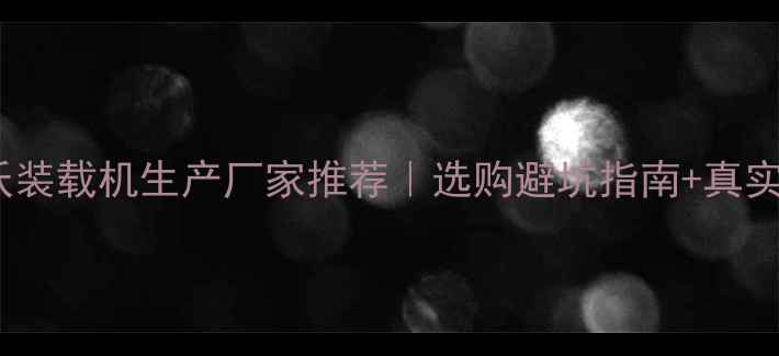 山沃装载机生产厂家推荐选购避坑指南真实测评