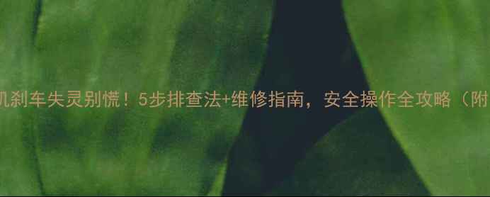 装载机刹车失灵别慌5步排查法维修指南安全操作全攻略附图解